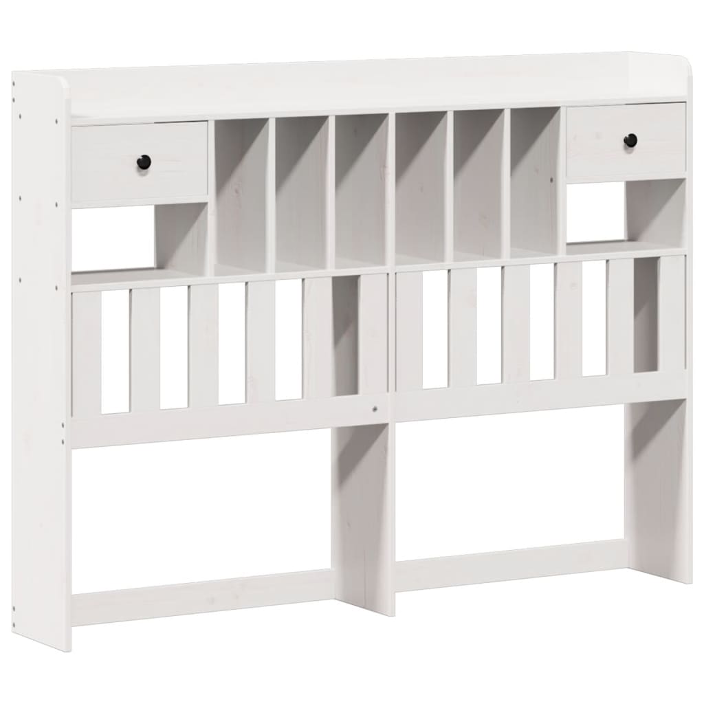 Lit Bibliothèque Sans Matelas Blanc 140X190 Cm Bois Pin Massif