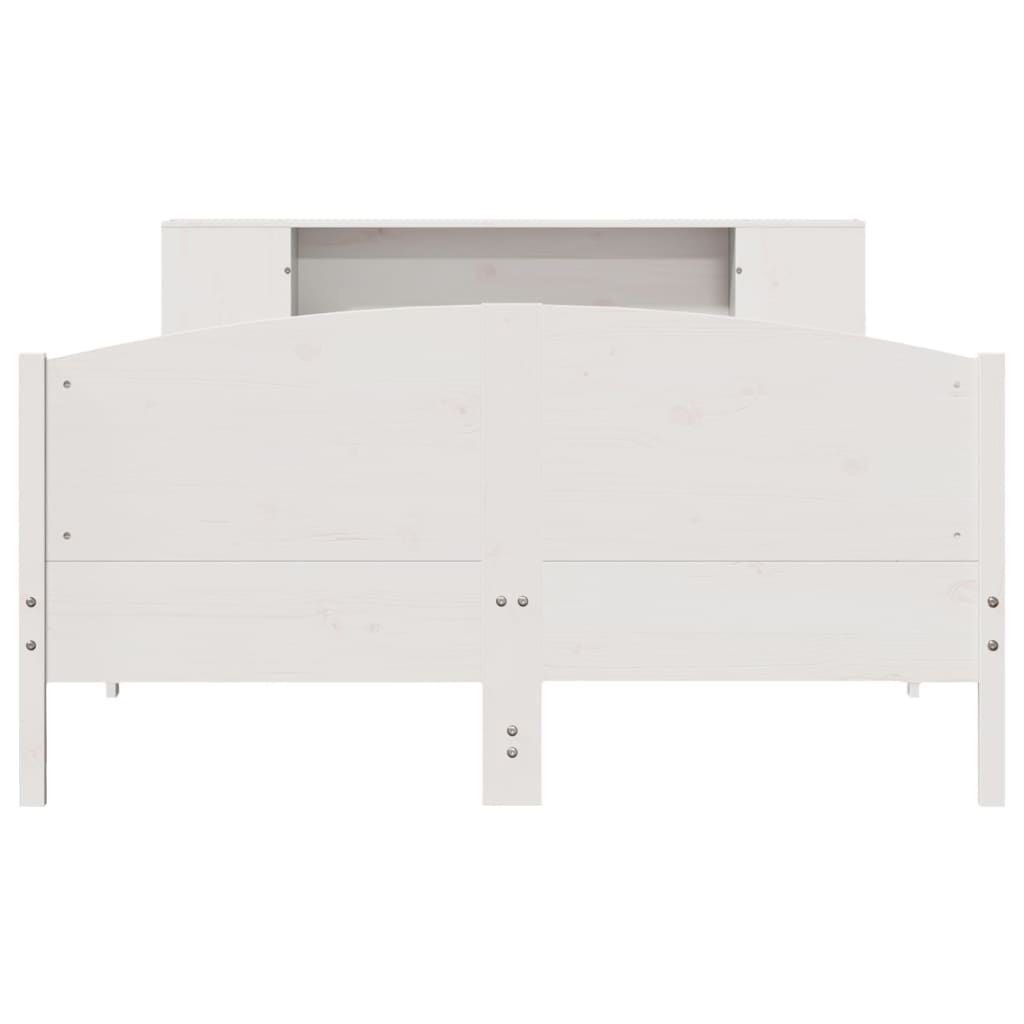Lit Bibliothèque Sans Matelas Blanc 150X200 Cm Bois Pin Massif
