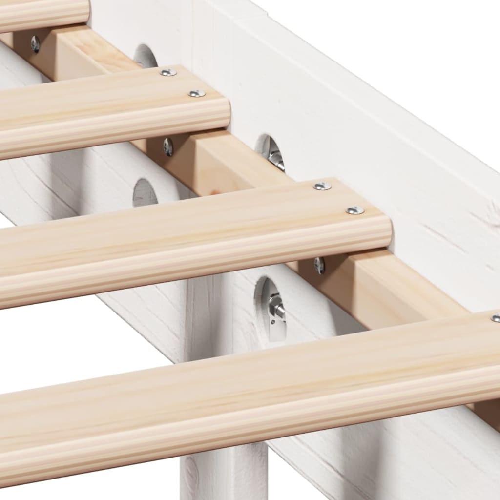 Lit Bibliothèque Sans Matelas Blanc 150X200 Cm Bois Pin Massif