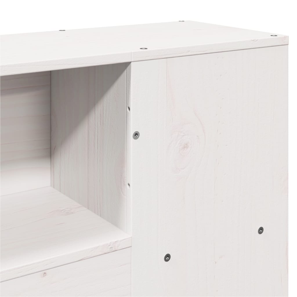 Lit Bibliothèque Sans Matelas Blanc 135X190 Cm Bois Pin Massif