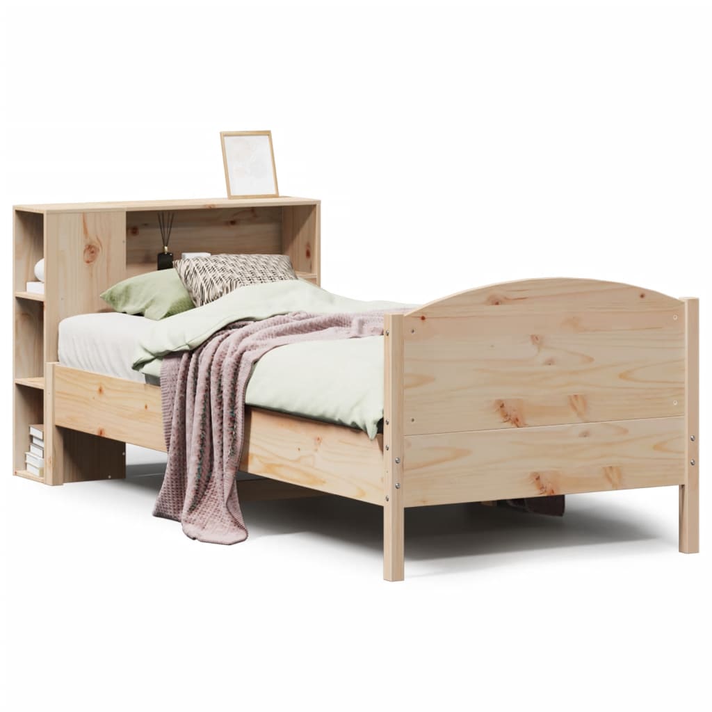 Lit Bibliothèque Sans Matelas 75X190 Cm Bois De Pin Massif