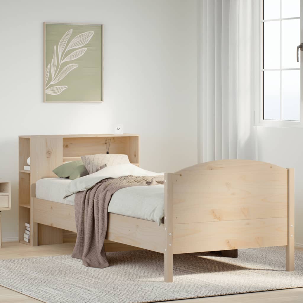 Lit Bibliothèque Sans Matelas 75X190 Cm Bois De Pin Massif