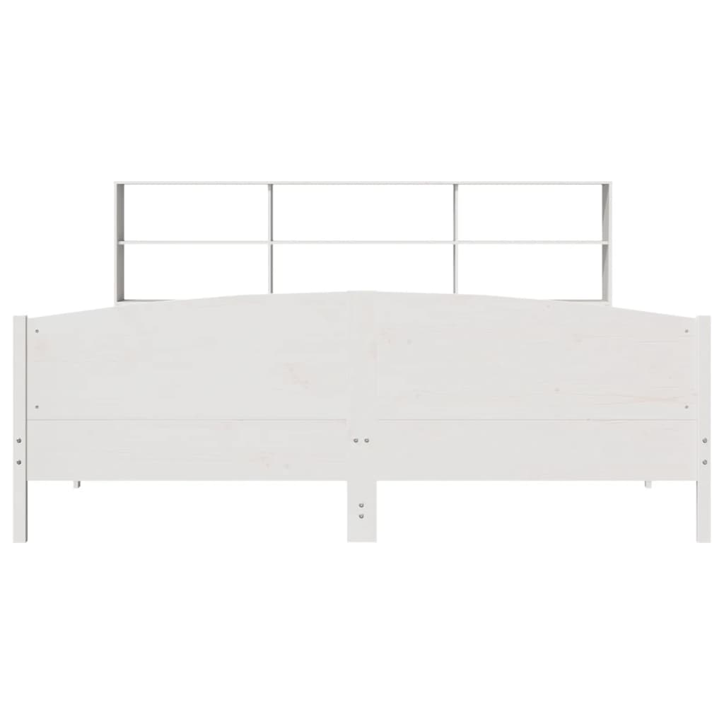 Lit Bibliothèque Sans Matelas Blanc 180X200 Cm Bois Pin Massif