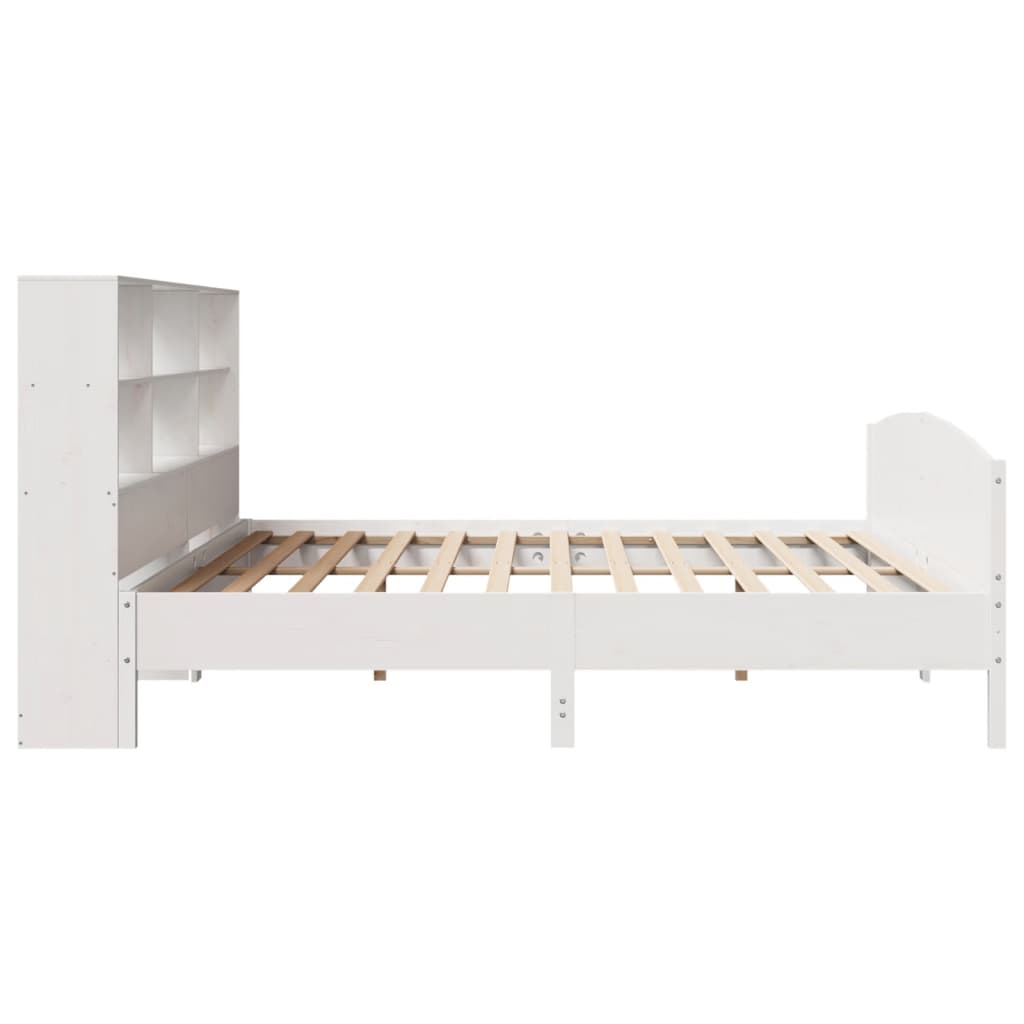 Lit Bibliothèque Sans Matelas Blanc 180X200 Cm Bois Pin Massif