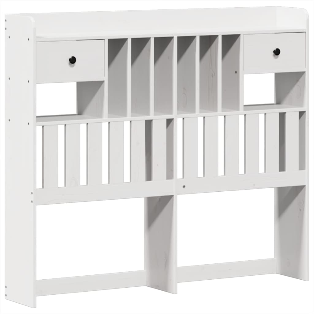 Lit Bibliothèque Sans Matelas Blanc 135X190 Cm Bois Pin Massif