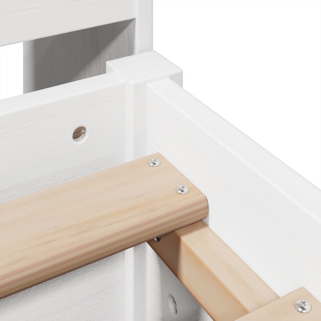 Lit Bibliothèque Sans Matelas Blanc 135X190 Cm Bois Pin Massif