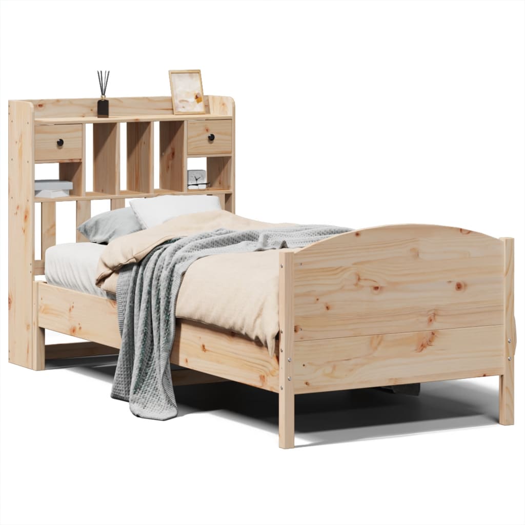 Lit Bibliothèque Sans Matelas 100X200 Cm Bois Massif De Pin