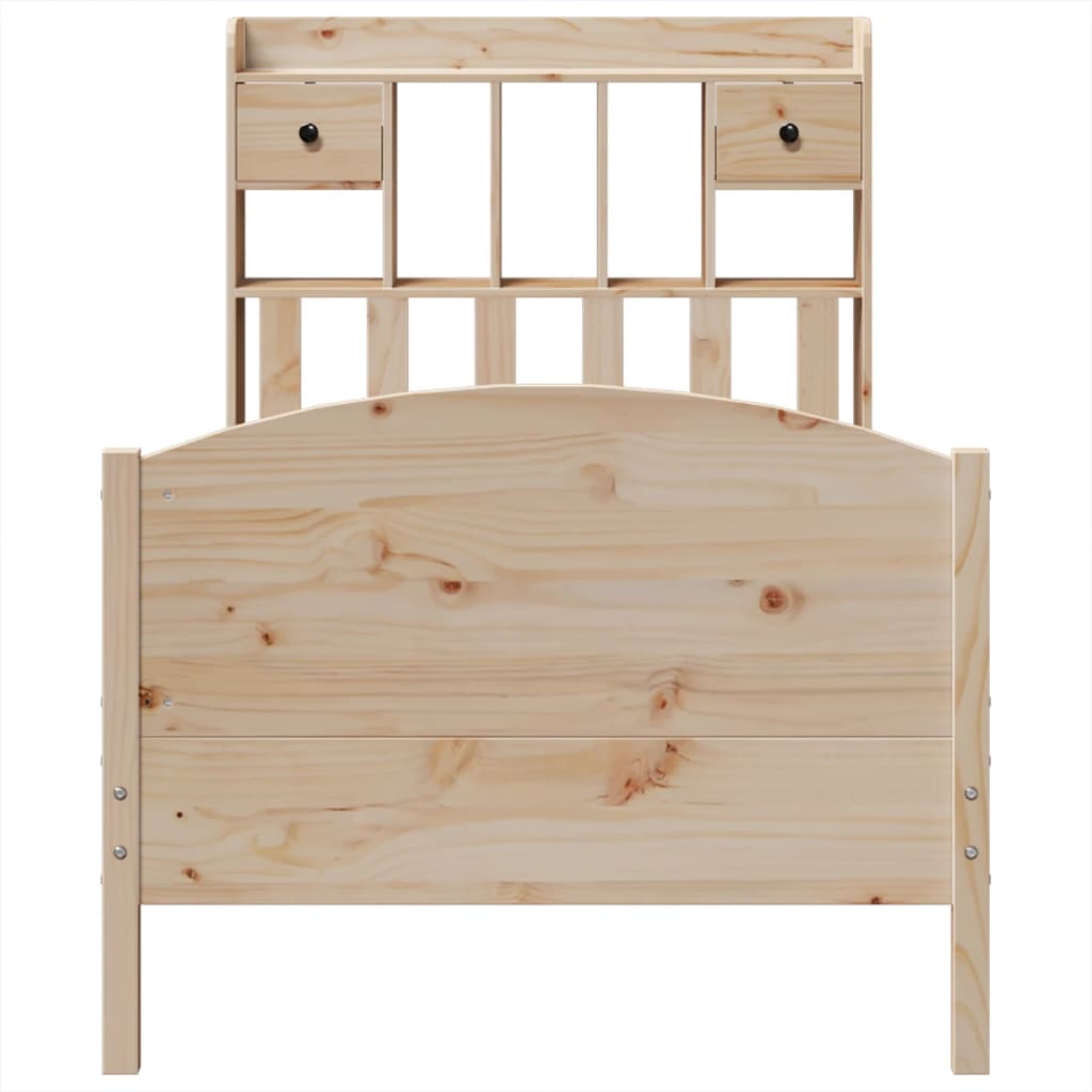 Lit Bibliothèque Sans Matelas 100X200 Cm Bois Massif De Pin