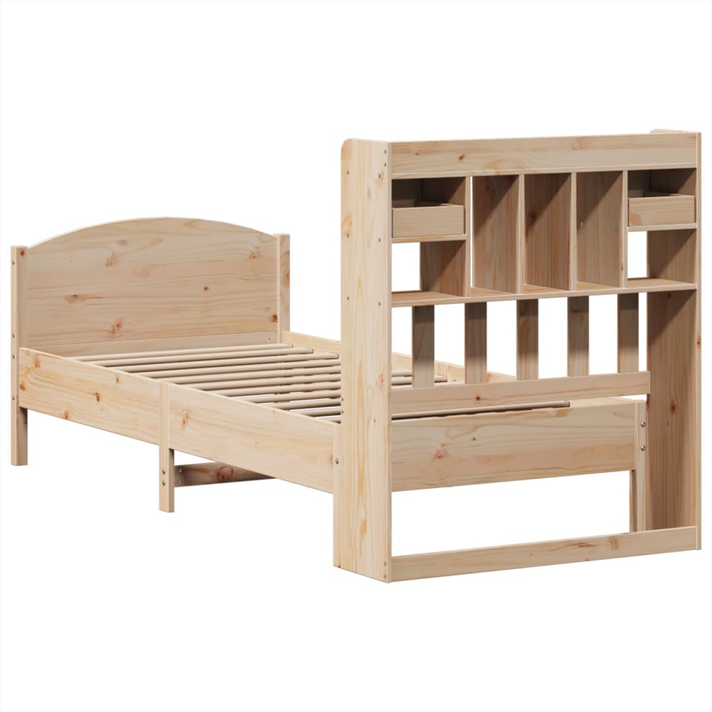 Lit Bibliothèque Sans Matelas 100X200 Cm Bois Massif De Pin