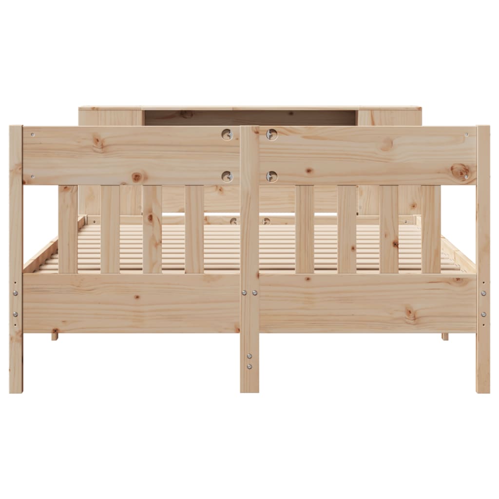 Lit Bibliothèque Sans Matelas 135X190 Cm Bois De Pin Massif
