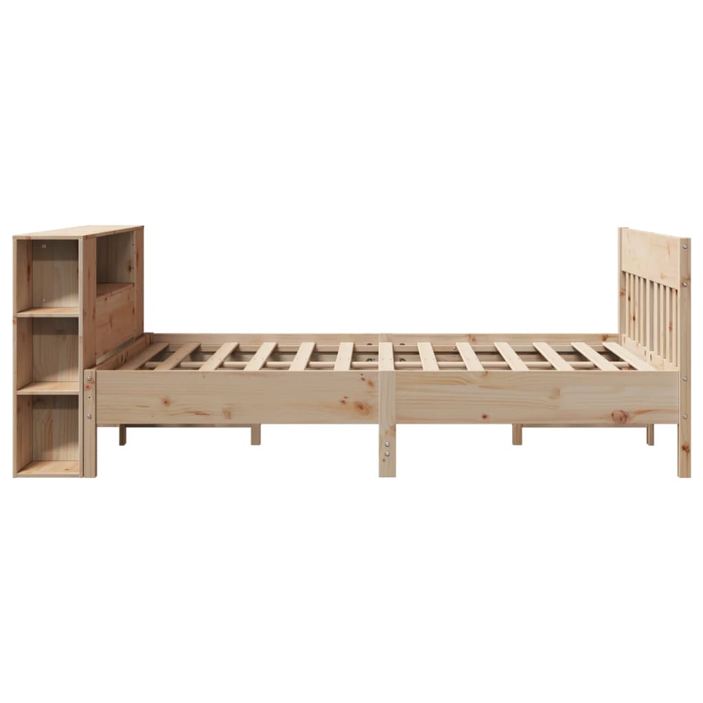 Lit Bibliothèque Sans Matelas 135X190 Cm Bois De Pin Massif