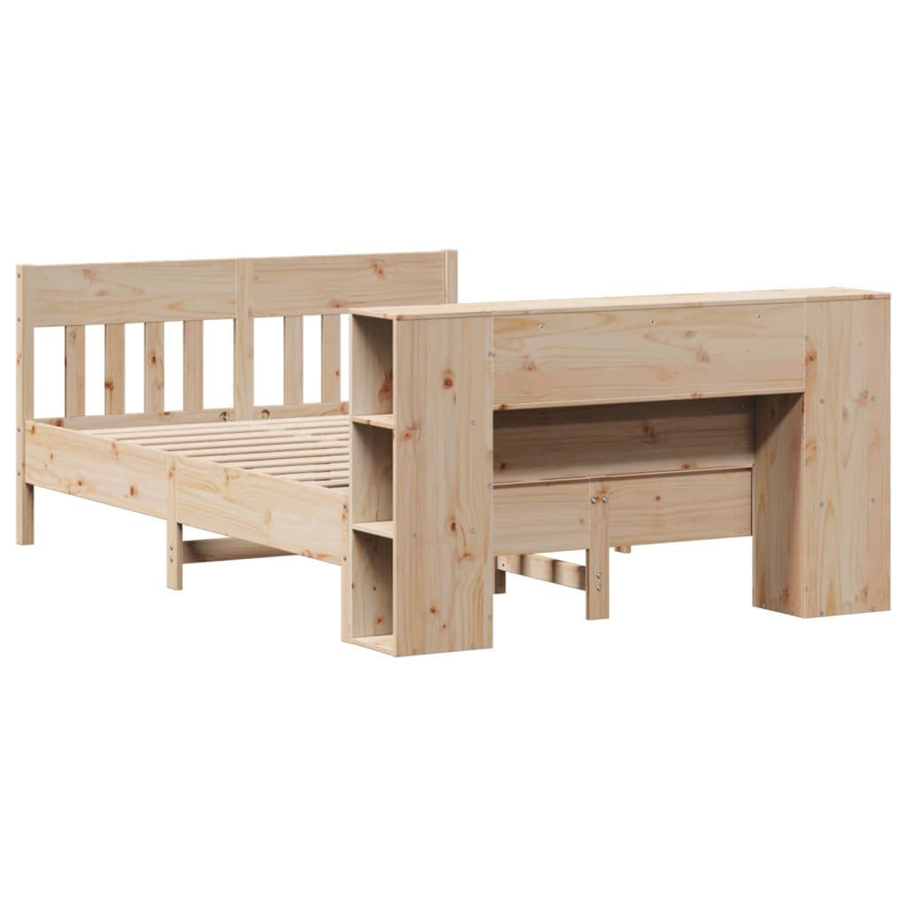 Lit Bibliothèque Sans Matelas 135X190 Cm Bois De Pin Massif