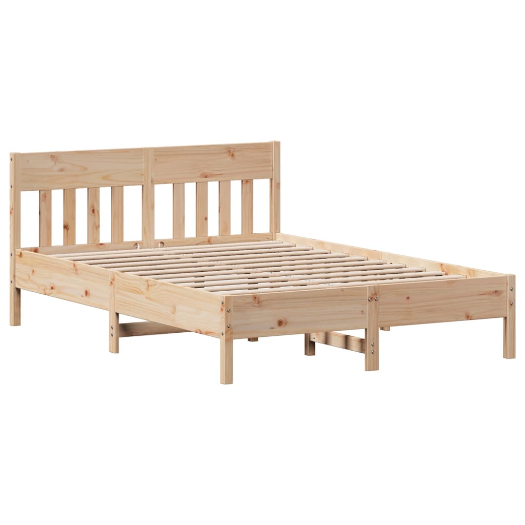 Lit Bibliothèque Sans Matelas 135X190 Cm Bois De Pin Massif