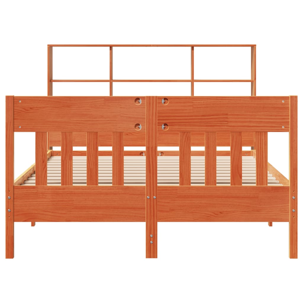 Cadre De Lit Sans Matelas Cire Marron 160X200Cm Bois Pin Massif
