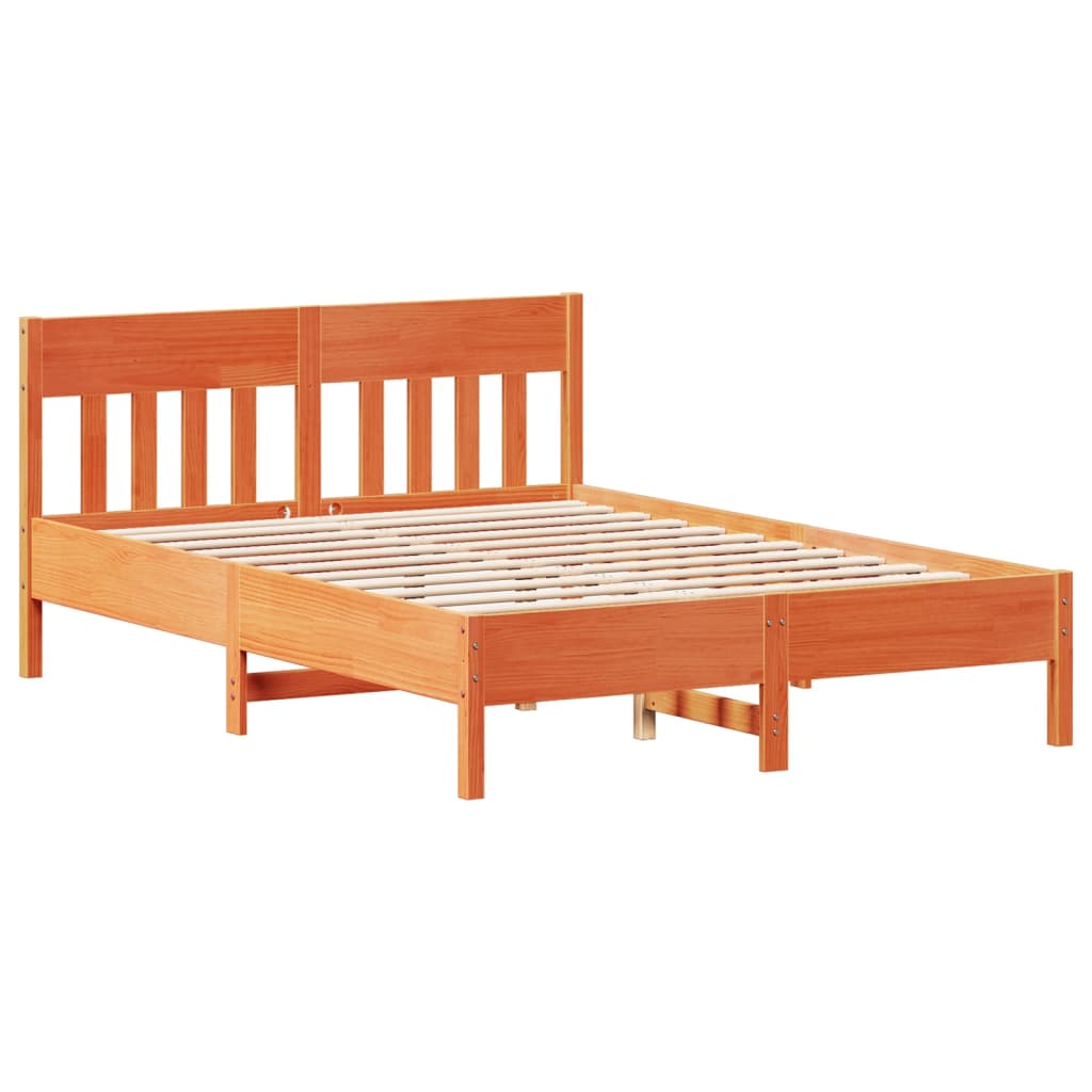 Cadre De Lit Sans Matelas Cire Marron 160X200Cm Bois Pin Massif