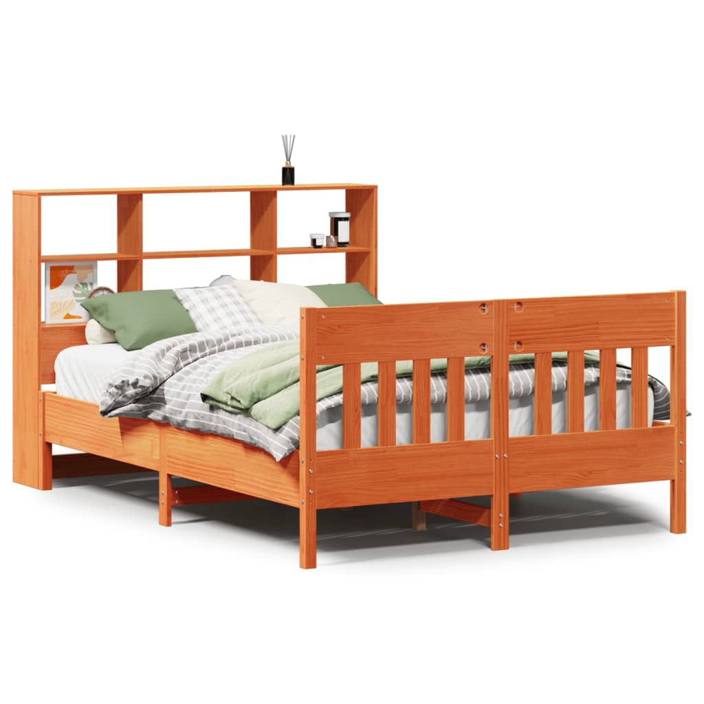 Cadre De Lit Sans Matelas Cire Marron 150X200Cm Bois Pin Massif