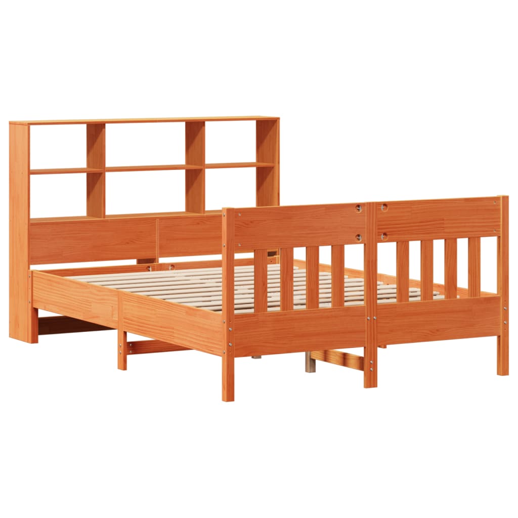 Cadre De Lit Sans Matelas Cire Marron 150X200Cm Bois Pin Massif