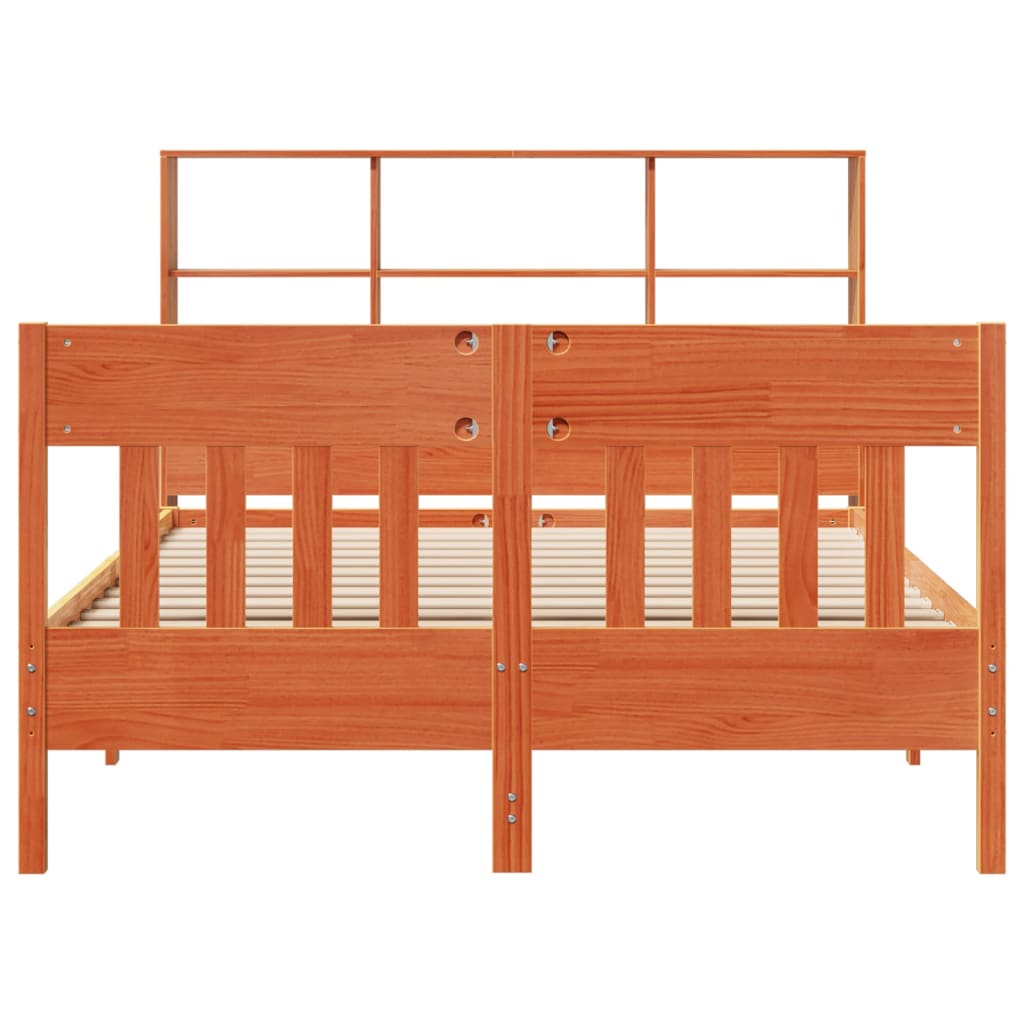 Cadre De Lit Sans Matelas Cire Marron 150X200Cm Bois Pin Massif