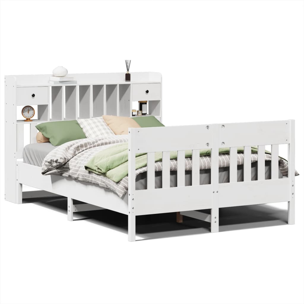 Cadre De Lit Sans Matelas Blanc 160X200 Cm Bois De Pin Massif