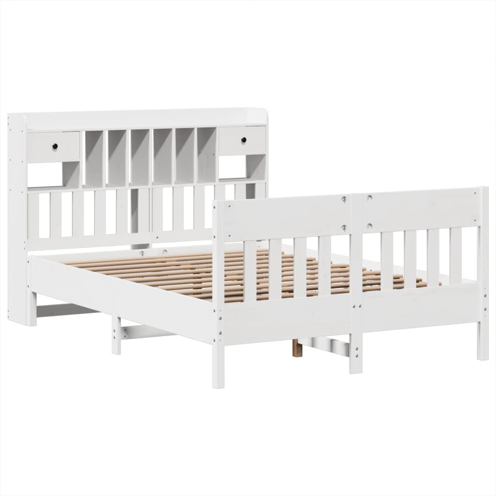 Cadre De Lit Sans Matelas Blanc 160X200 Cm Bois De Pin Massif