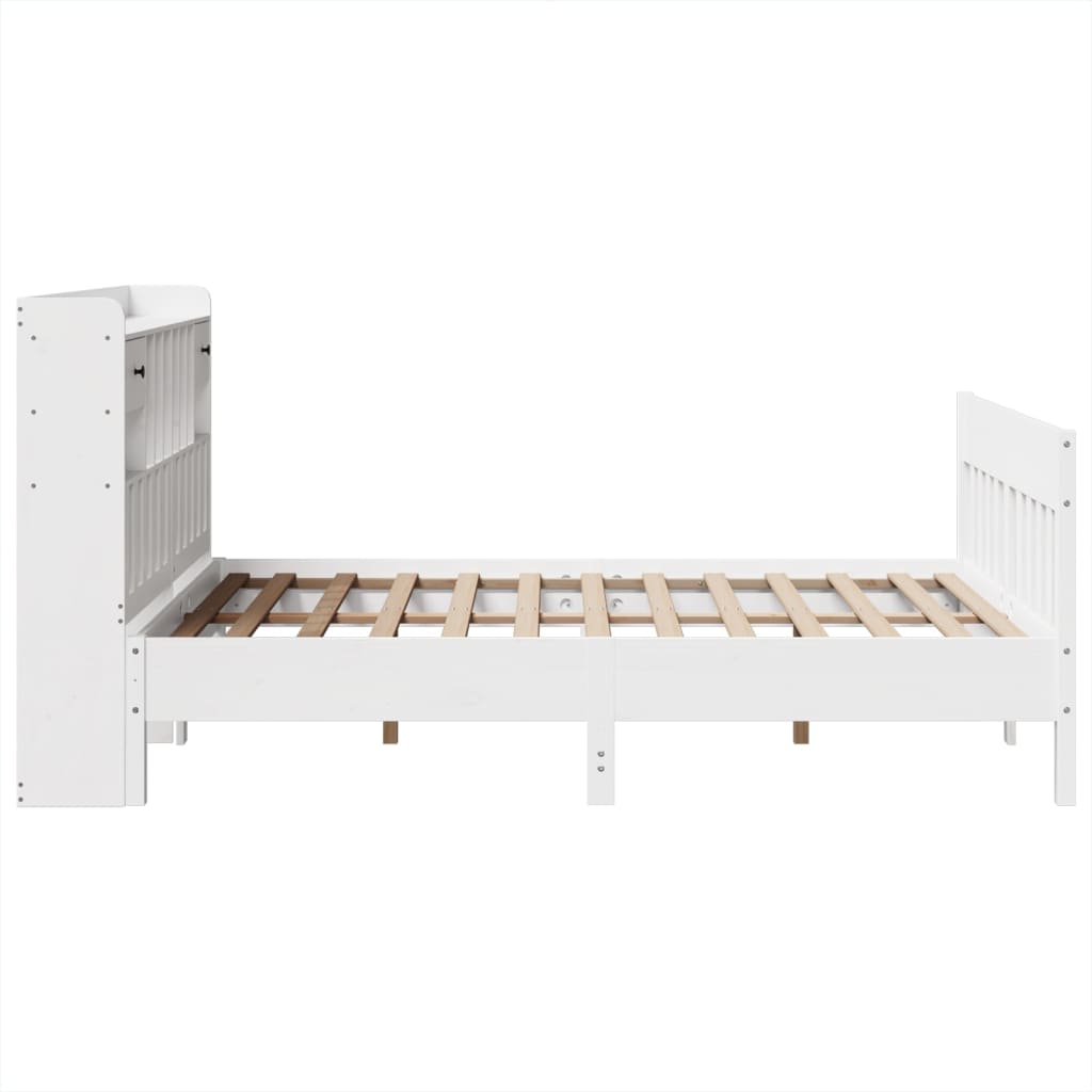 Cadre De Lit Sans Matelas Blanc 160X200 Cm Bois De Pin Massif