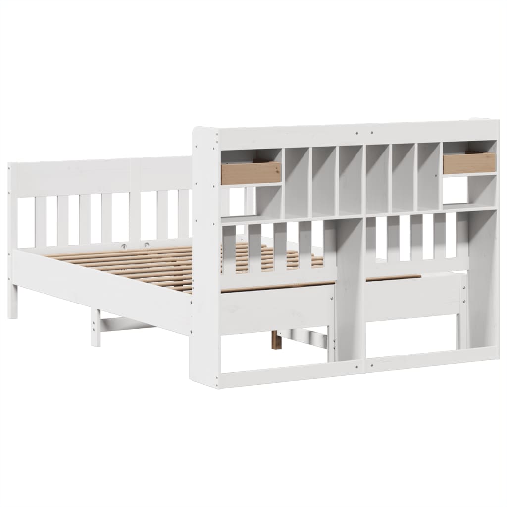 Cadre De Lit Sans Matelas Blanc 160X200 Cm Bois De Pin Massif