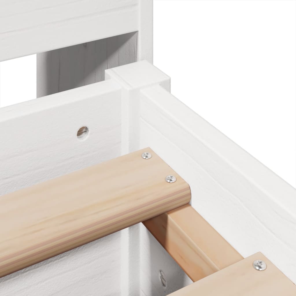 Cadre De Lit Sans Matelas Blanc 160X200 Cm Bois De Pin Massif
