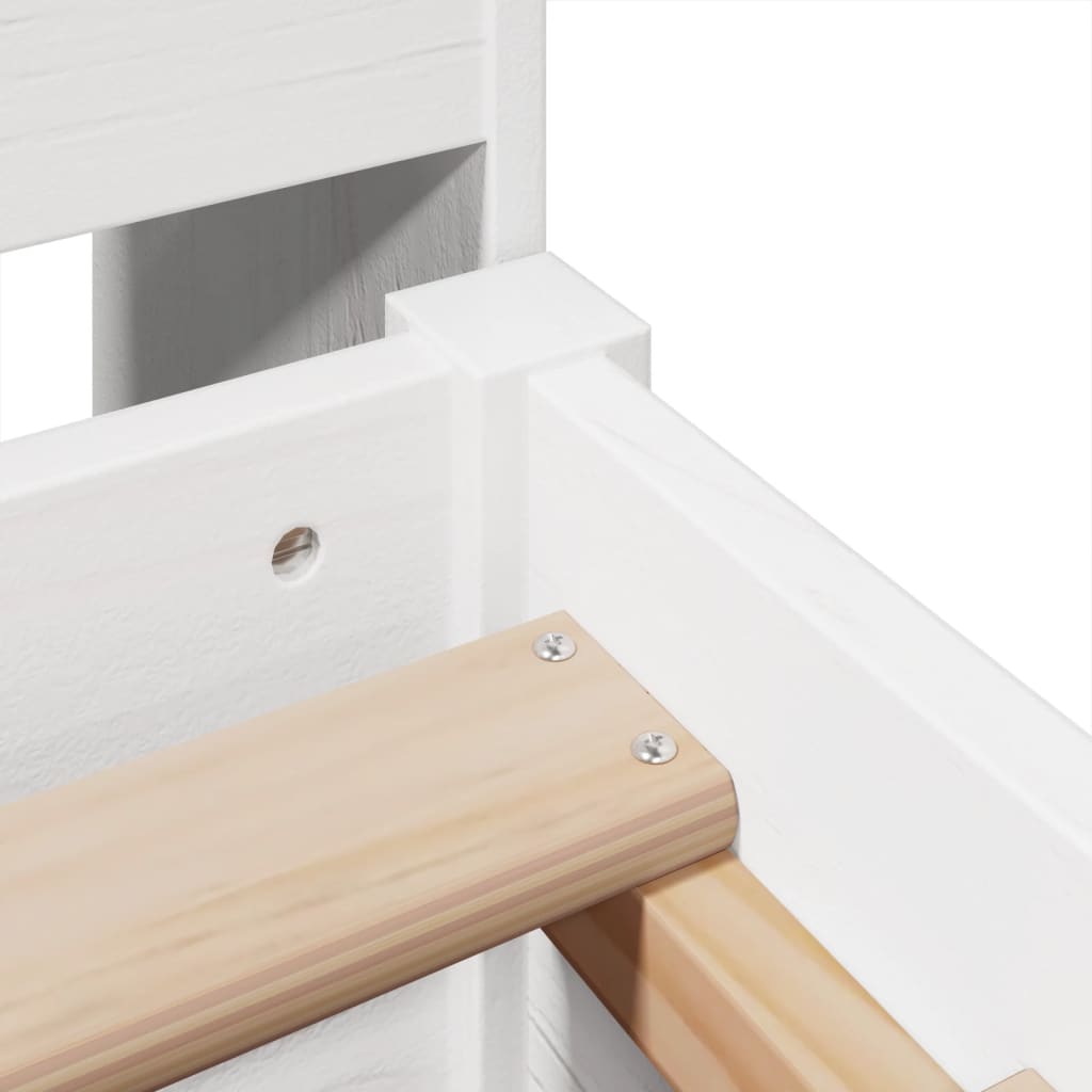 Cadre De Lit Sans Matelas Blanc 135X190 Cm Bois De Pin Massif