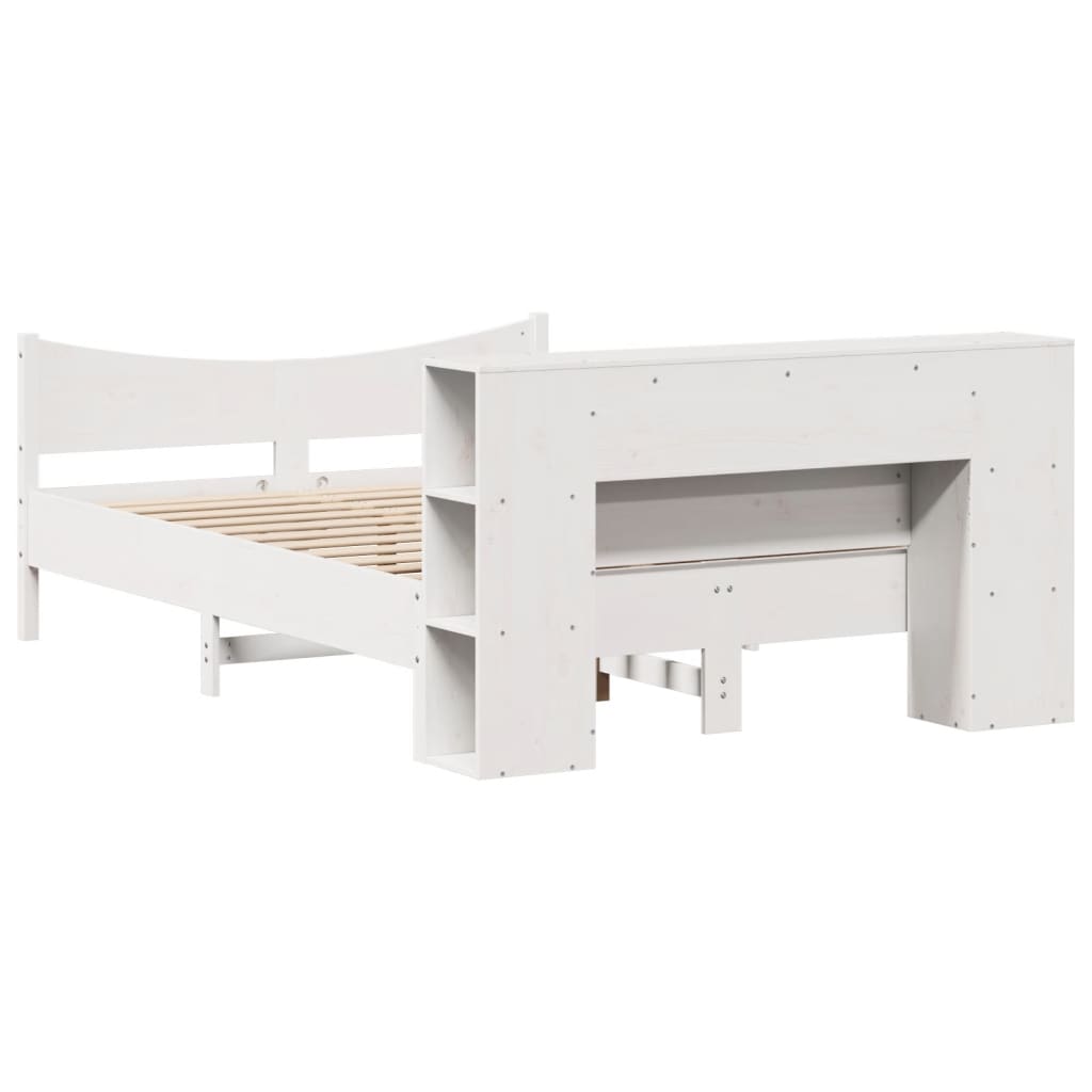Cadre De Lit Sans Matelas Blanc 150X200 Cm Bois De Pin Massif