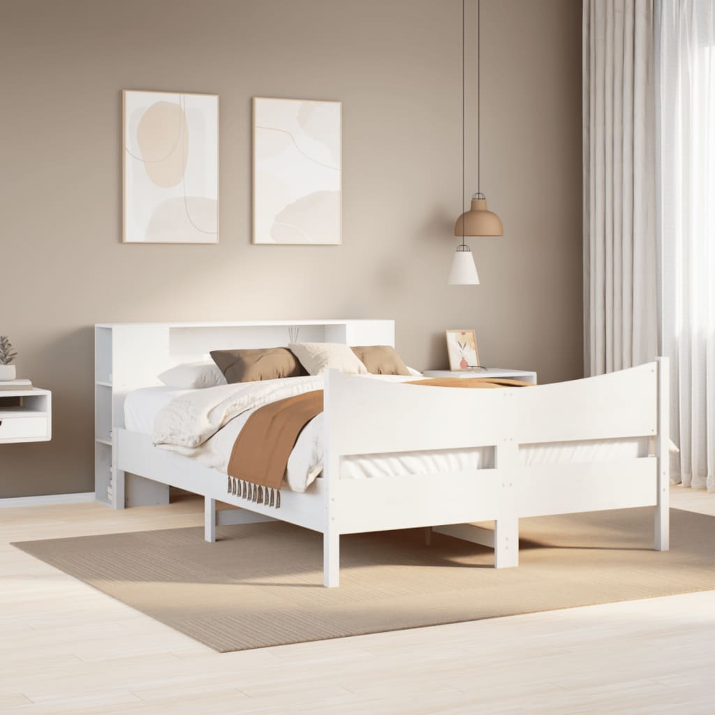 Cadre De Lit Sans Matelas Blanc 150X200 Cm Bois De Pin Massif