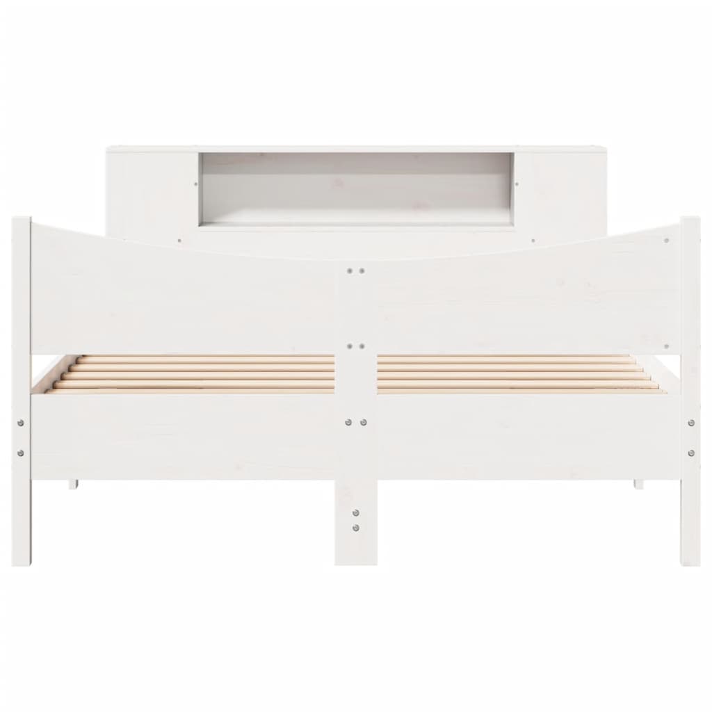 Cadre De Lit Sans Matelas Blanc 140X190 Cm Bois De Pin Massif