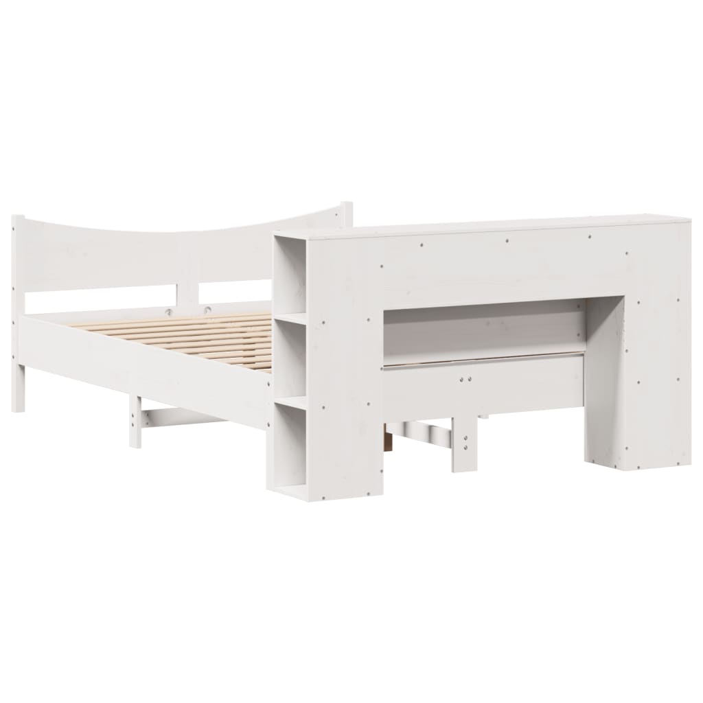 Cadre De Lit Sans Matelas Blanc 140X190 Cm Bois De Pin Massif