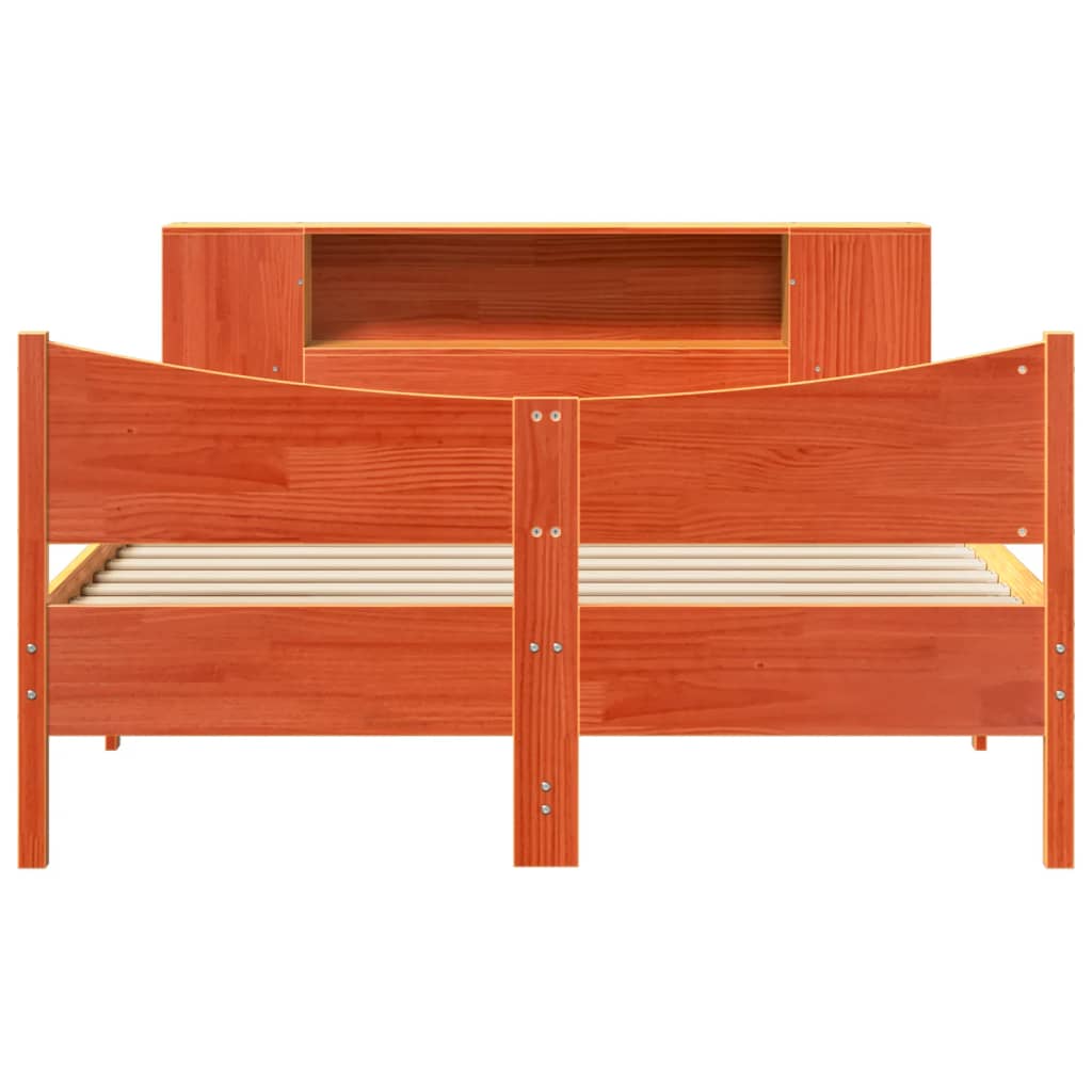 Cadre De Lit Sans Matelas Cire Marron 135X190Cm Bois Pin Massif