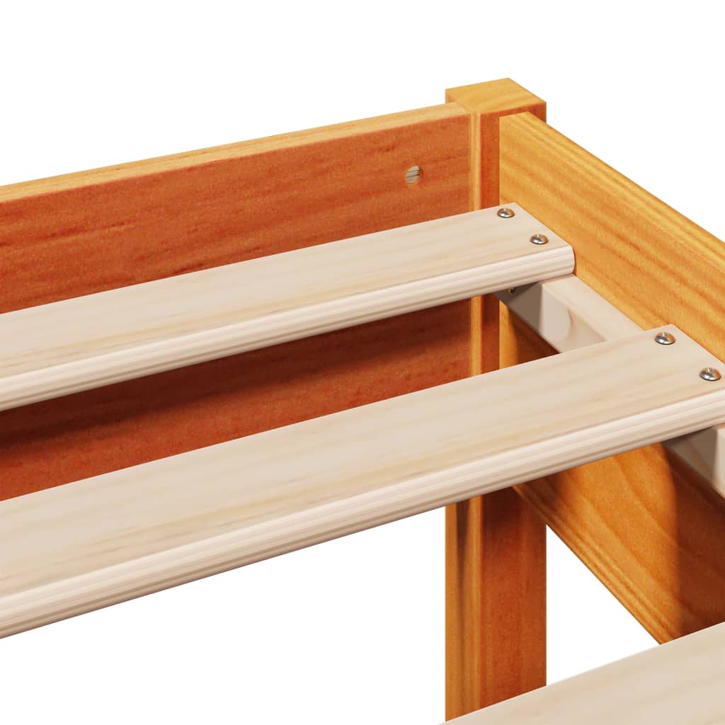 Cadre De Lit Sans Matelas Cire Marron 135X190Cm Bois Pin Massif