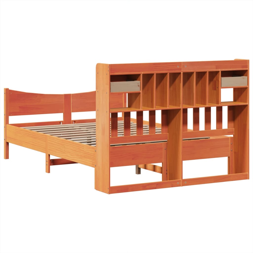 Cadre De Lit Sans Matelas Cire Marron 160X200Cm Bois Pin Massif
