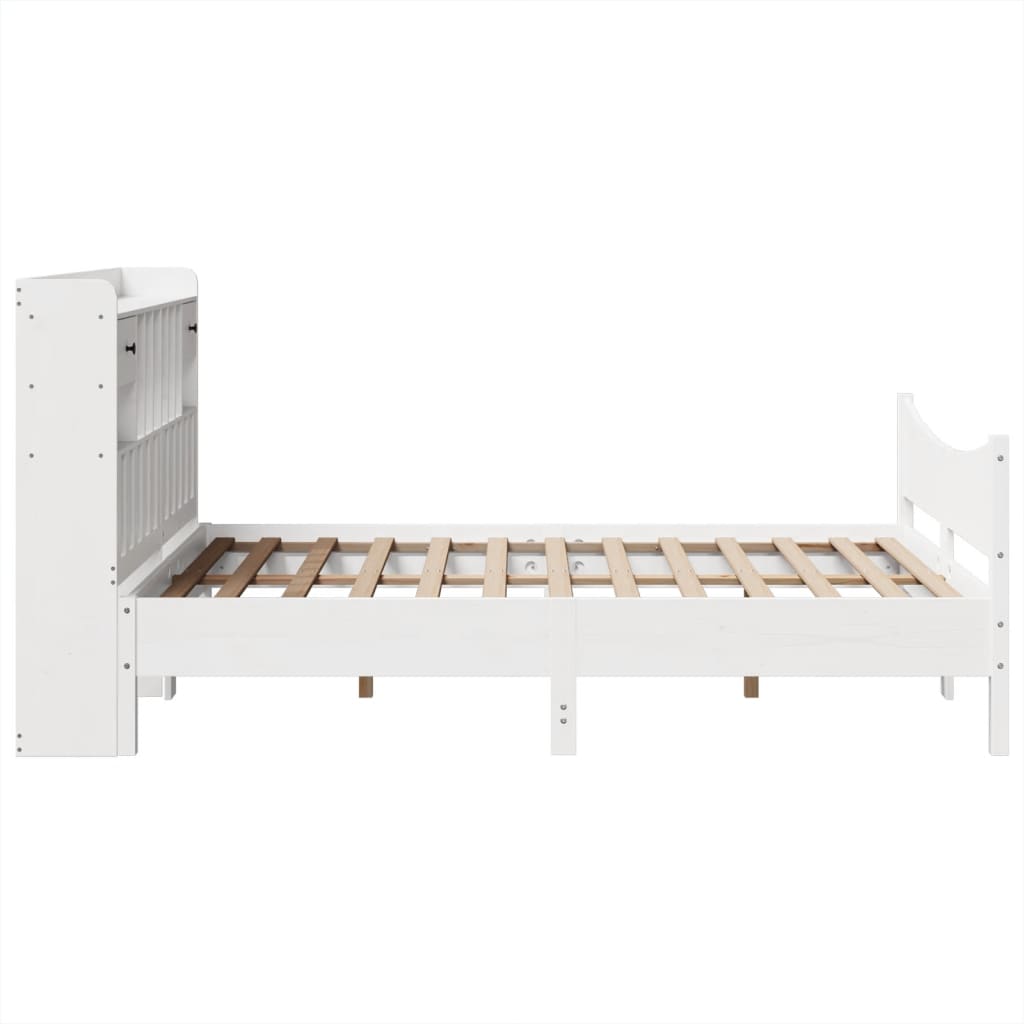 Cadre De Lit Sans Matelas Blanc 140X200 Cm Bois De Pin Massif