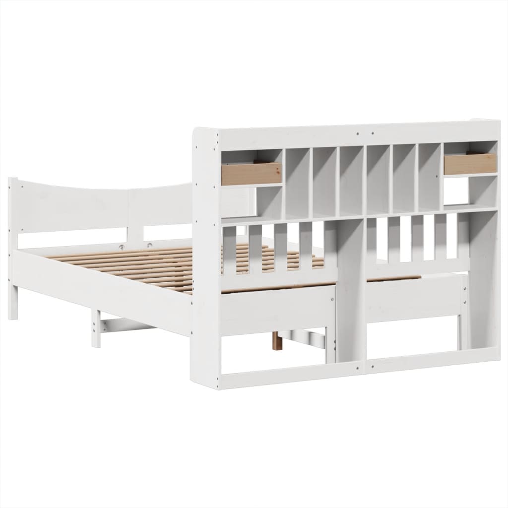 Cadre De Lit Sans Matelas Blanc 140X200 Cm Bois De Pin Massif