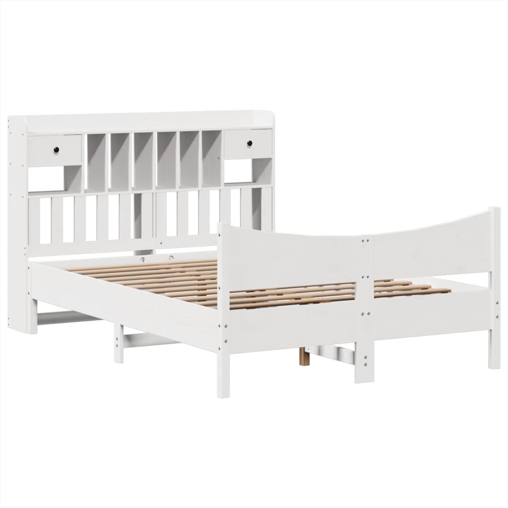 Cadre De Lit Sans Matelas Blanc 140X190 Cm Bois De Pin Massif
