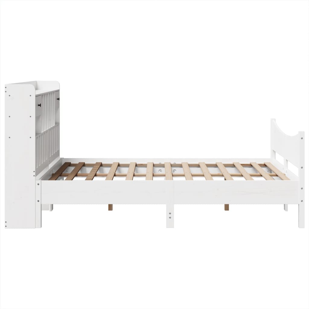 Cadre De Lit Sans Matelas Blanc 140X190 Cm Bois De Pin Massif