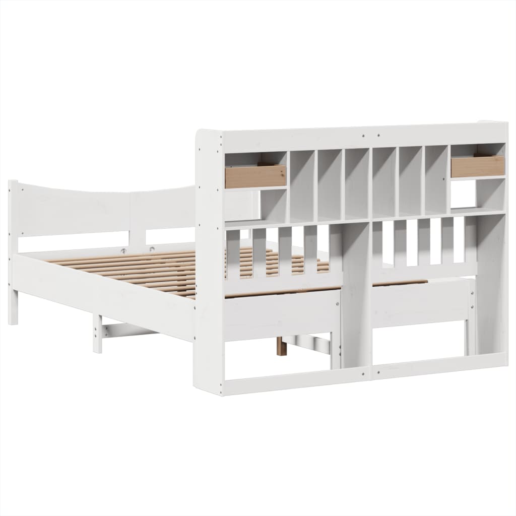 Cadre De Lit Sans Matelas Blanc 140X190 Cm Bois De Pin Massif