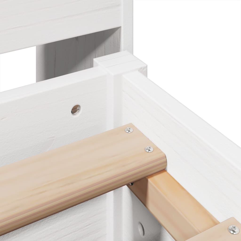 Cadre De Lit Sans Matelas Blanc 140X190 Cm Bois De Pin Massif