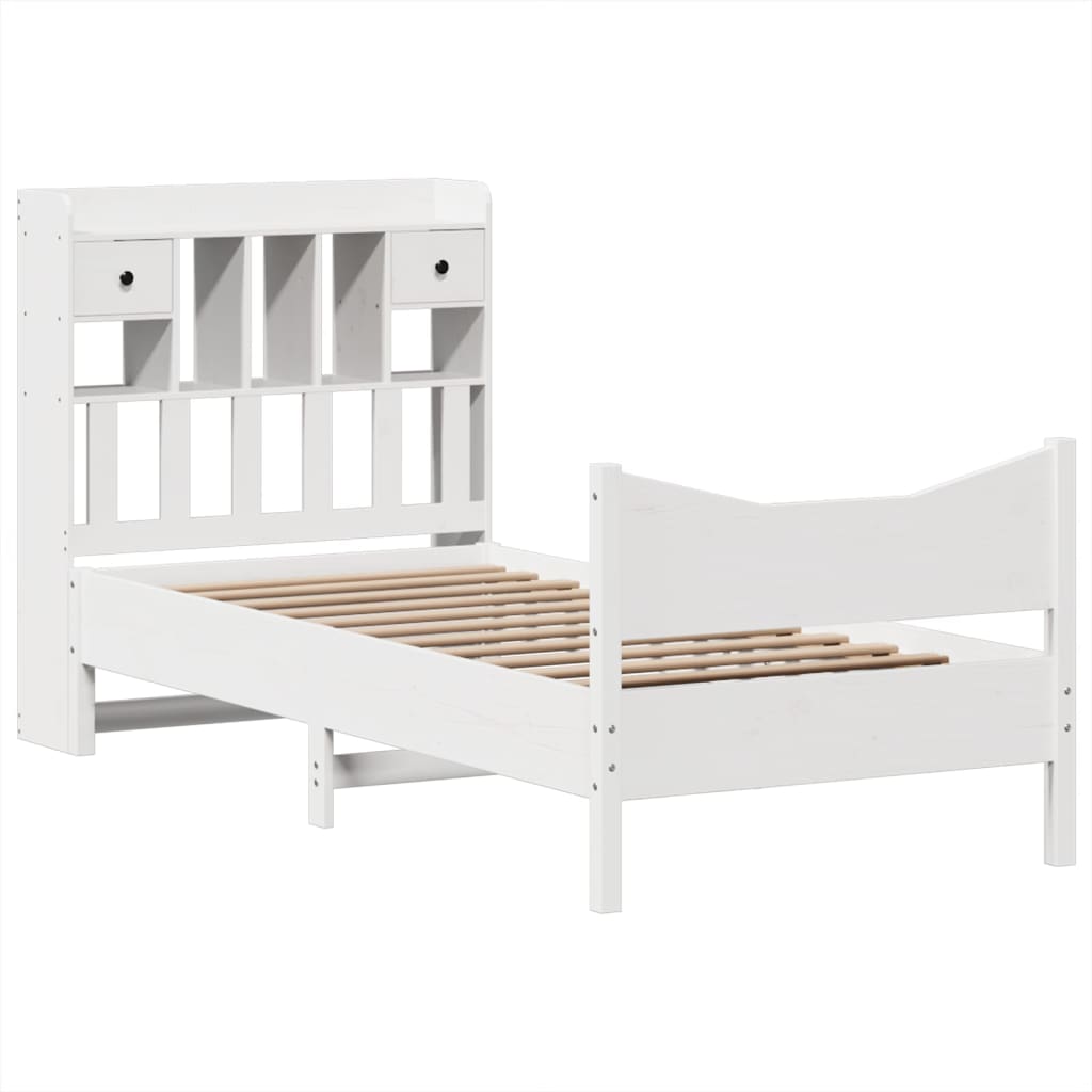 Cadre De Lit Sans Matelas Blanc 75X190 Cm Bois De Pin Massif