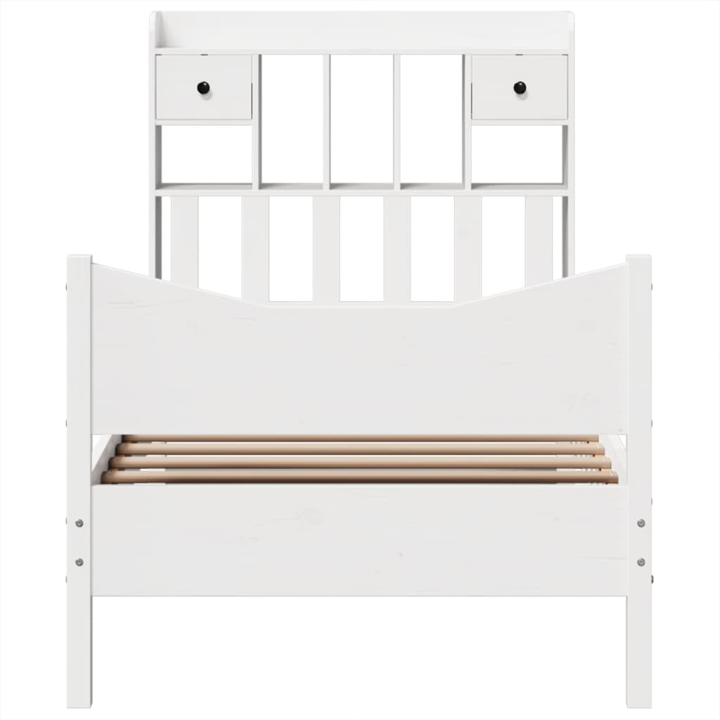 Cadre De Lit Sans Matelas Blanc 75X190 Cm Bois De Pin Massif