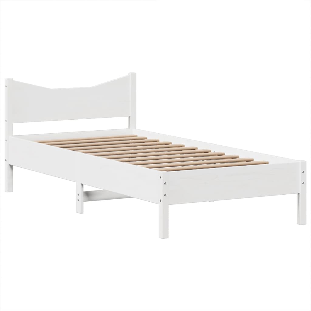 Cadre De Lit Sans Matelas Blanc 75X190 Cm Bois De Pin Massif