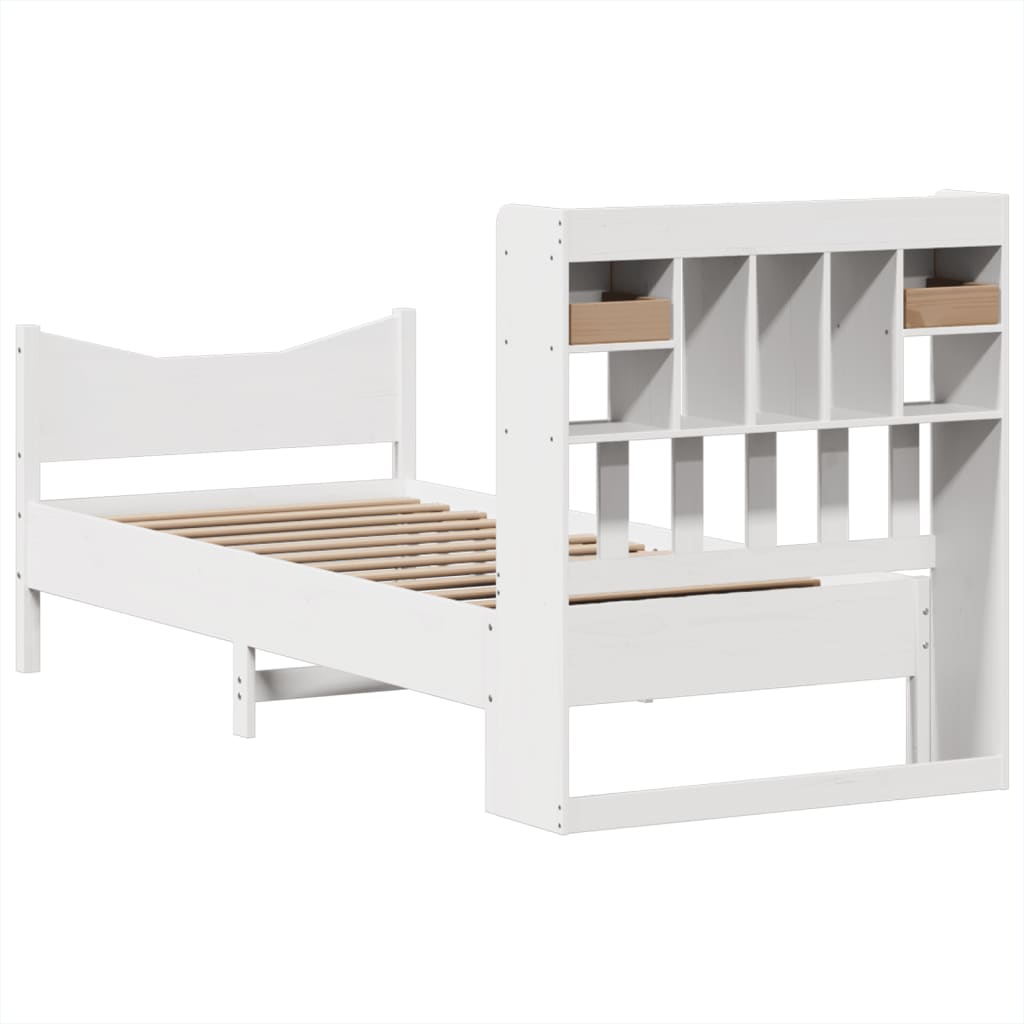 Cadre De Lit Sans Matelas Blanc 75X190 Cm Bois De Pin Massif