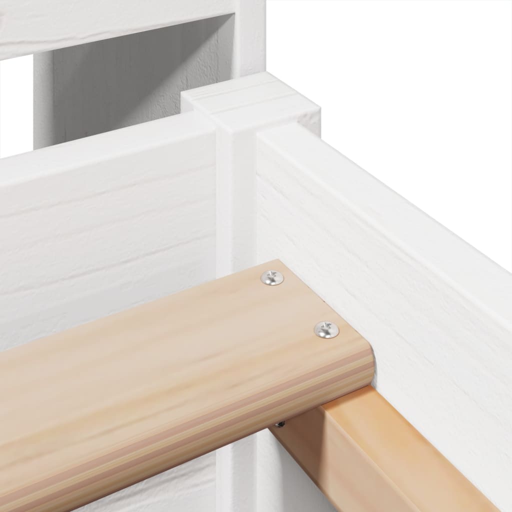 Cadre De Lit Sans Matelas Blanc 75X190 Cm Bois De Pin Massif