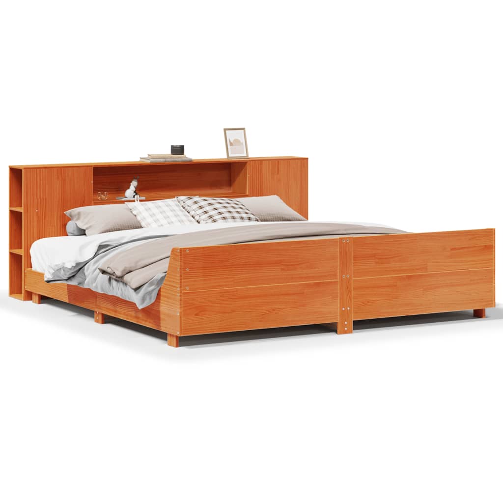 Cadre De Lit Sans Matelas Cire Marron 180X200Cm Bois Pin Massif