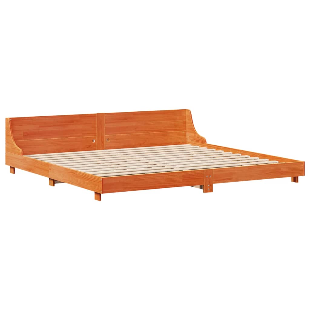 Cadre De Lit Sans Matelas Cire Marron 180X200Cm Bois Pin Massif
