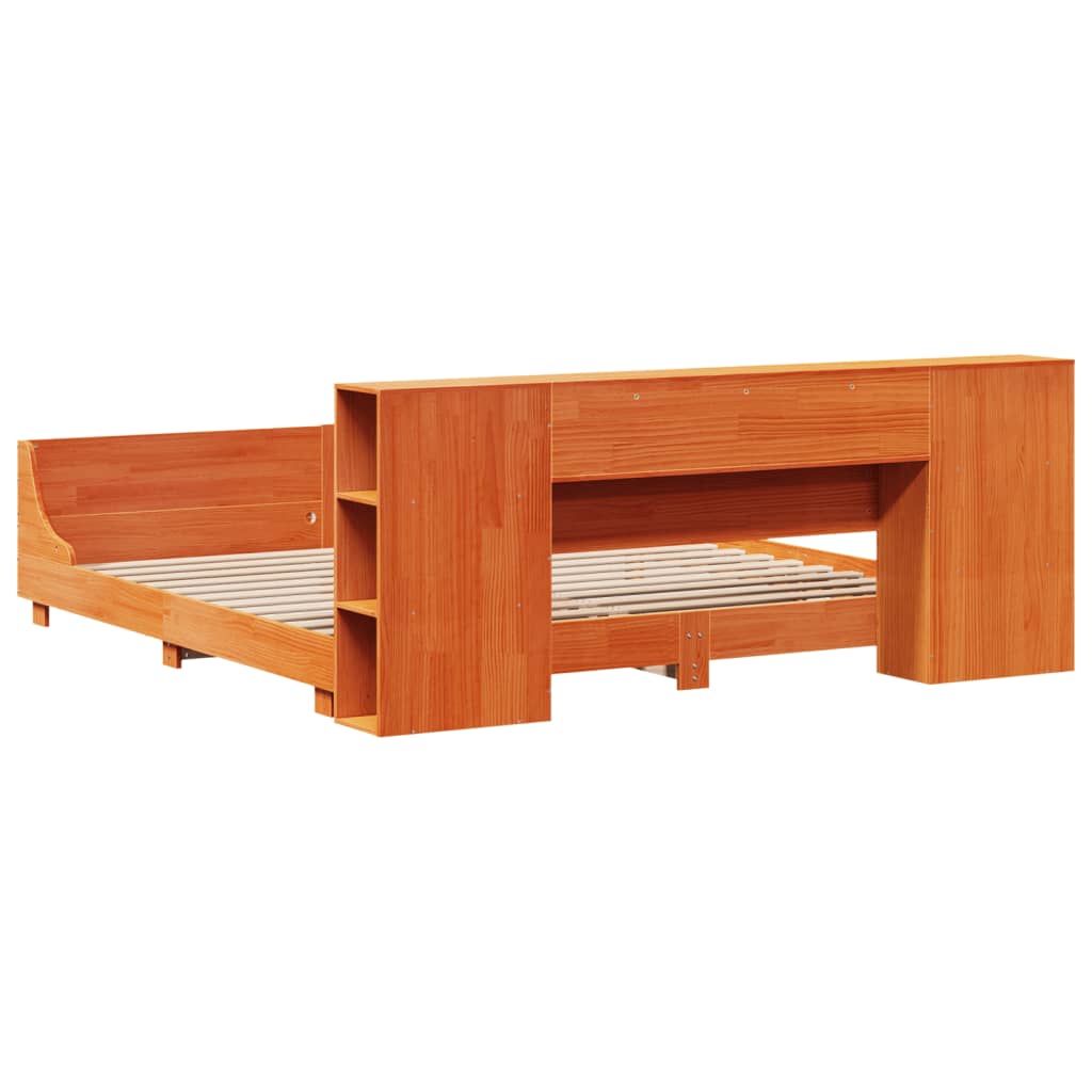 Cadre De Lit Sans Matelas Cire Marron 180X200Cm Bois Pin Massif