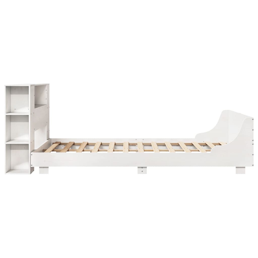Cadre De Lit Sans Matelas Blanc 150X200 Cm Bois De Pin Massif